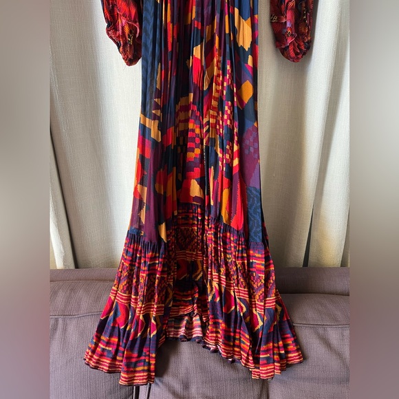 FARM Rio Red Blue Abstract Patches Maxi Dress - Picture 12 of 12
